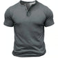 Henley-Hemd für Herren, einfarbig, für den Alltag, kurzärmlig, Button-Down