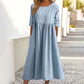 👗49% Rabatt✨Smocked Casual Cotton Kleid mit runden Necktasche für Frauen