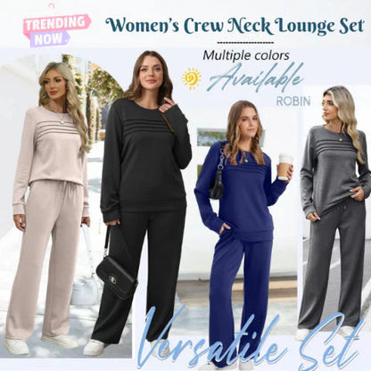 🔥Letzter Tag 60% Rabatt✨Loungeset für Damen: Top mit Rundhalsausschnitt & Hose mit Kordelzug