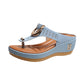 Damen-Sandalen aus Leder mit Keilabsatz (kaufen Sie zwei versandkostenfrei)