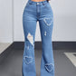 Blue Hearts 💙 Vintage-Jeans mit hohem Bund, Herz-Patchwork und Rissen