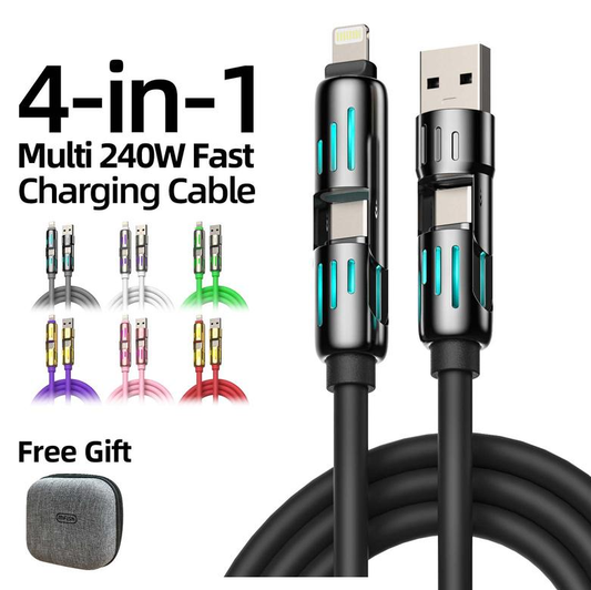 🔥🔥Begrenzte Zeit Kaufen Sie 1 und erhalten Sie 1 gratis🔥4-in-1 Multi 240W Schnellladekabel⚡