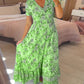🌷🌷Kleid mit Blumendruck und V-Ausschnitt