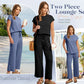 🌺2025 Neu eingetroffen - 49% OFF🌺2025 Neue Frauen Casual Cap Sleeve Top Wide Leg Crop Pants Zweiteilige Sets