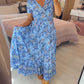 🌷🌷Kleid mit Blumendruck und V-Ausschnitt