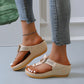 Damen-Sandalen aus Leder mit Keilabsatz (kaufen Sie zwei versandkostenfrei)