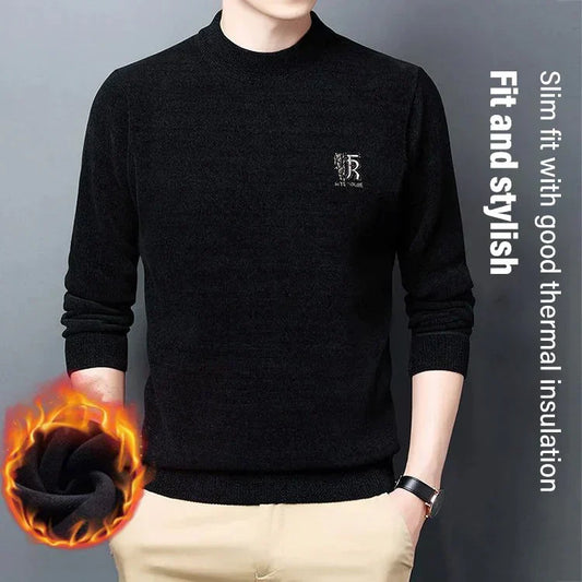 Strickpullover aus dickem Chenille, mit Fleece gefüttert