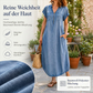 ✨ Jeans-Maxikleid mit V-Ausschnitt & praktischem Reißverschluss – bequem wie ein Kleid, robust wie Jeans