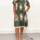 Rundhalskleid mit Vintage-Print