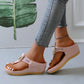 Damen-Sandalen aus Leder mit Keilabsatz (kaufen Sie zwei versandkostenfrei)