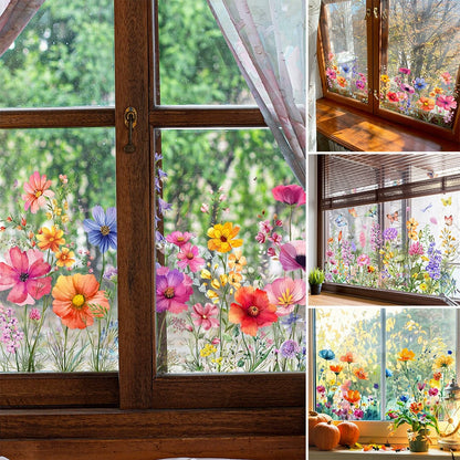 💐Neujahr Heißer Verkauf 50% Rabatt💞 Bunter Blumenstrauß Fenster Sticker🖼️ (Frei zuschneidbar)