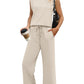 🌺2025 Neu eingetroffen - 49% OFF🌺2025 Neue Frauen Casual Cap Sleeve Top Wide Leg Crop Pants Zweiteilige Sets