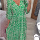 💃Heißer Ausverkauf 🔥 Kaufen Sie 2 versandkostenfrei💞Lässiges, bedrucktes langes Kleid mit V-Ausschnitt