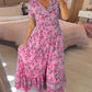 🌷🌷Kleid mit Blumendruck und V-Ausschnitt