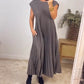 💕 LETZTER TAG AKTION – 50 % RABATT 💕Ärmelloses, schlichtes, plissiertes, elegantes Kleid