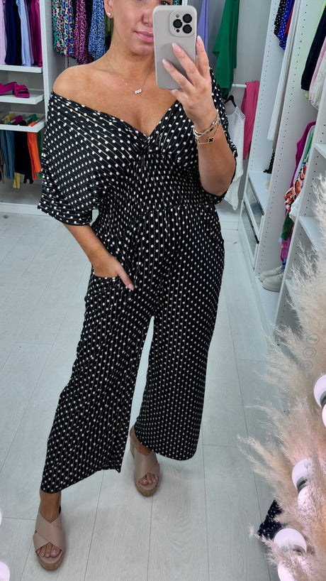 💖Jumpsuit mit elastischer Taille und Punktemuster