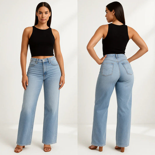 Damen-Jeans im Vintage-Stil mit hoher Taille und geradem Bein🔥BEI 2 ARTIKELN IST DER VERSAND KOSTENLOS