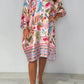 Lockeres Kleid mit V-Ausschnitt und halber Knopfleiste mit Blumenmuster