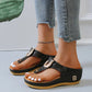Damen-Sandalen aus Leder mit Keilabsatz (kaufen Sie zwei versandkostenfrei)