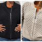 Lässige Damen Strickjacke mit Reißverschluss und hohlem Design