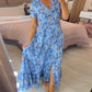 🌷🌷Kleid mit Blumendruck und V-Ausschnitt