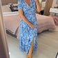 🌷🌷Kleid mit Blumendruck und V-Ausschnitt