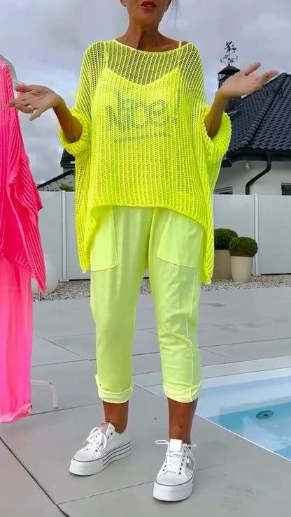 🌸LETZTER TAG 49% RABATT🌸Damen-Jumpsuit mit Buchstabendruck + hohler Kittel-Freizeitanzug