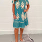 Rundhalskleid mit Vintage-Print