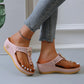 Damen-Sandalen aus Leder mit Keilabsatz (kaufen Sie zwei versandkostenfrei)