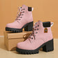 🔥【35-42】 👢✨2025 Neuheit für diesen Herbst: Stiefeletten mit dicken Absätzen und Keilabsätzen – Retro-Modell mit Schnürsenkeln für Damen