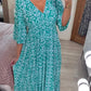 💃Heißer Ausverkauf 🔥 Kaufen Sie 2 versandkostenfrei💞Lässiges, bedrucktes langes Kleid mit V-Ausschnitt