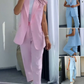 💖Stilvolles Set aus ärmellosem Blazer und hoch taillierter Hose für Damen