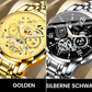 Men's Waterproof Roman Skeleton Automatic Mechanical Watch