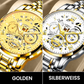 Men's Waterproof Roman Skeleton Automatic Mechanical Watch