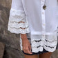Mittelärmeliges Hemd mit hohlem Patchwork-Design