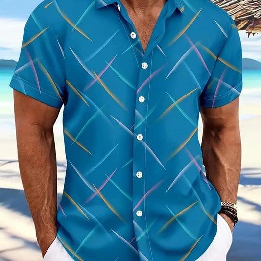 Lässiges, kurzärmliges Button-Down-Strandhemd für Herren