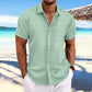 Gestreiftes, locker sitzendes, kurzärmliges Herrenhemd mit Button-Down-Revers