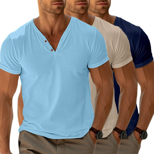 Henley-Shirt mit V-Ausschnitt für Herren