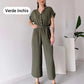 (48 % RABATT🔥) 💖Freizeit-Jumpsuit mit V-Ausschnitt und kurzen Ärmeln für Damen