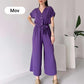 (48 % RABATT🔥) 💖Freizeit-Jumpsuit mit V-Ausschnitt und kurzen Ärmeln für Damen