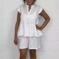 Damen-Set aus Shorts und Top mit Rüschen aus Käsetuch