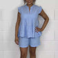Damen-Set aus Shorts und Top mit Rüschen aus Käsetuch
