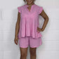 Damen-Set aus Shorts und Top mit Rüschen aus Käsetuch