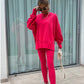 🎁Weihnachtsaktion🎅Sportliches und stilvolles zweiteiliges Set - monochromes Langarm-Sweatshirt und Damen-Leggings