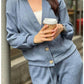 Zweiteiliges Set aus gestrickter Button-Down-Jacke und Hose für Damen💖Kostenloser Versand