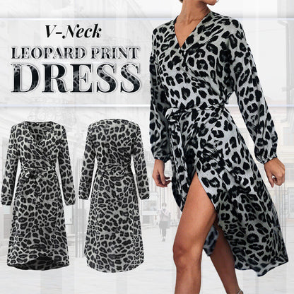 ✨Kleid mit V-Ausschnitt und Leopardenmuster🔥Kaufe 2 und erhalte kostenlosen Versand