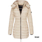 Mittellange wattierte Winterjacke für Frauen, einfarbige, warme Kapuzenjacke【Kostenloser Versand】