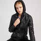 Premium Lederjacke mit Kapuze für Damen🌺🌺Kostenloser Versand