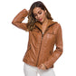 Premium Lederjacke mit Kapuze für Damen🌺🌺Kostenloser Versand