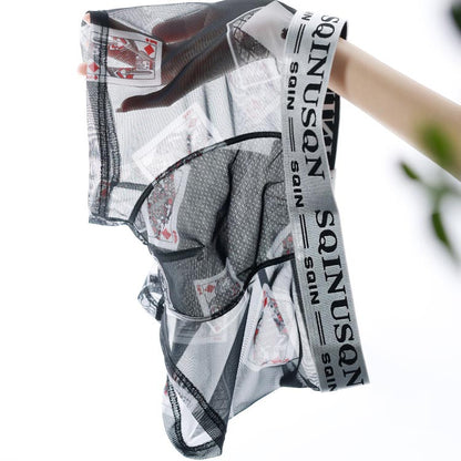 Ultradünne Boxershorts aus bedrucktem Eisseidennetz für Herren